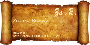 Zsinka Rezső névjegykártya